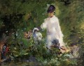 Mujer joven entre las flores Eduard Manet